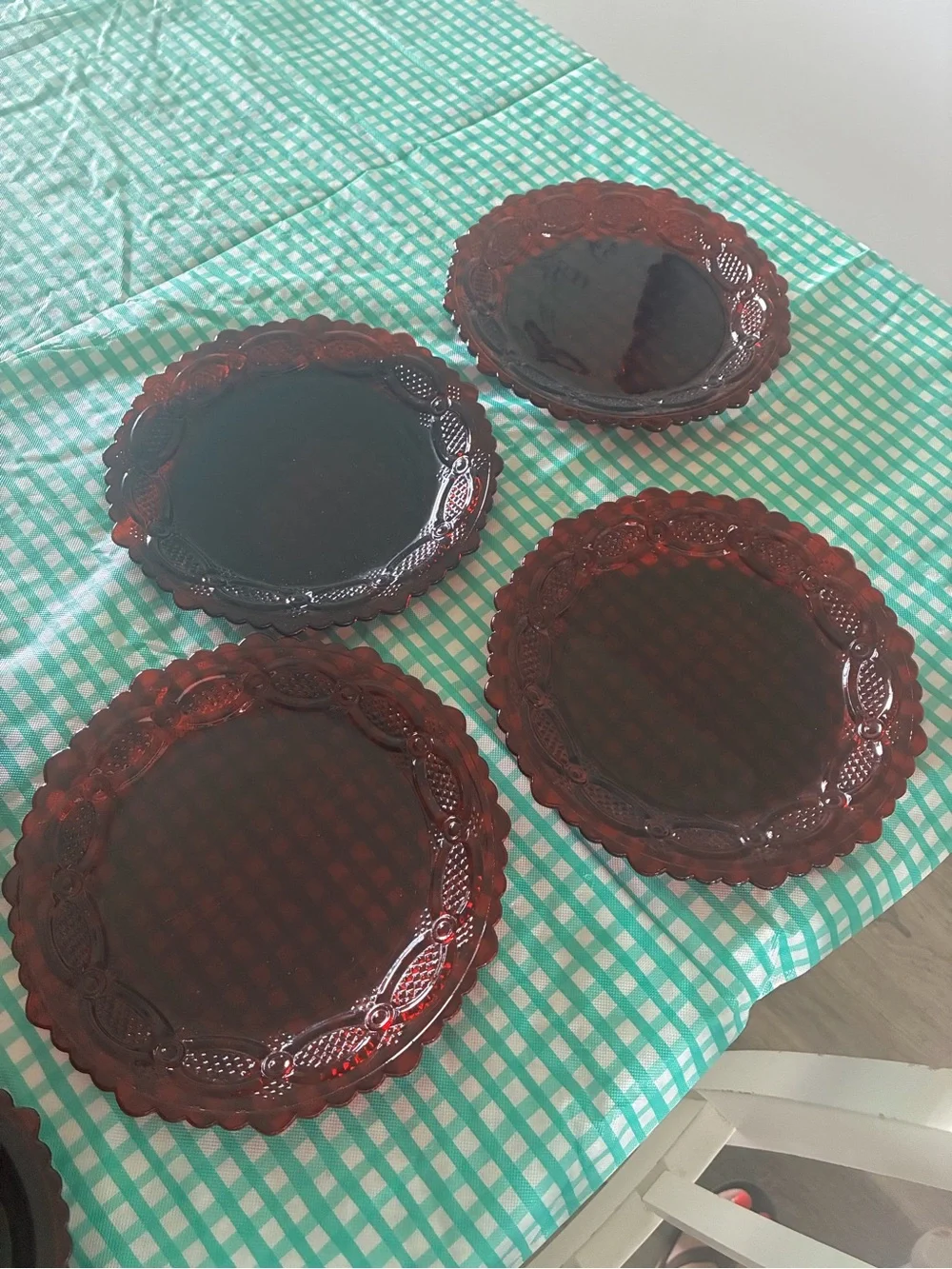 Avon Cape Cod Ruby Red Glass Salad and Dessert Plates